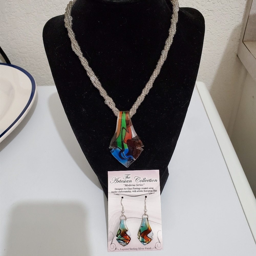 Beautiful,  unique necklace and earrings set "The Artesian Collection"